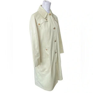 1970s Misty Harbor Pale lime green yellow Trench Coat with gold details